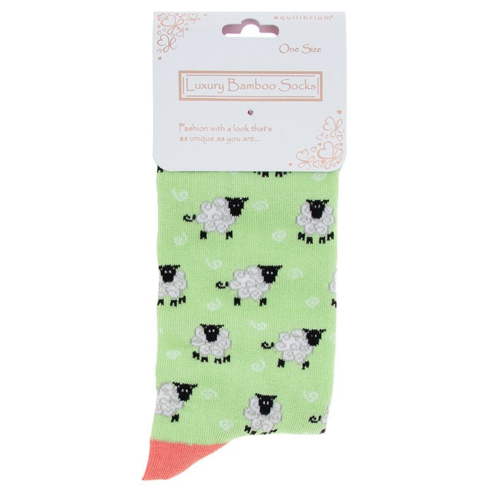 Ladies quality Bamboo Sheep design socks in Lilac or Green
