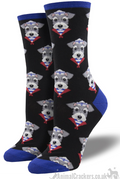 Women's Socksmith 'Snazzy Schnauzer' design socks, one size, great novelty Dog lover gift