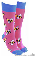 Quality cotton mix BEE design socks, Women Men Unisex, One Size, novelty Bee lover gift or stocking filler