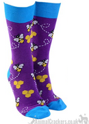 Adult BEE design socks Men Women Unisex One Size stocking filler novelty Bee lover gift