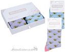 TWO PAIR GIFT SET (Lilac + Blue) Ladies quality Bamboo Bee design socks