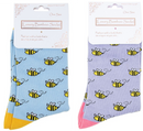 Ladies quality Bamboo Bee design socks in Lilac or Blue