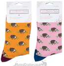 TWO PAIR GIFT SET (Pink + Mustard) Ladies quality Bamboo Hedgehog design socks