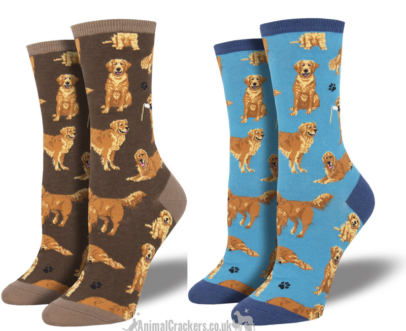 Womens Socksmith quality socks with Golden Retrievers image, One Size, Retriever Dog lover gift