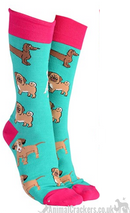 Mens or Ladies Mixed Dog Breeds design (Pug, Dachshund, Jack Russell Terrier) socks, great novelty DOG lover gift stocking filler