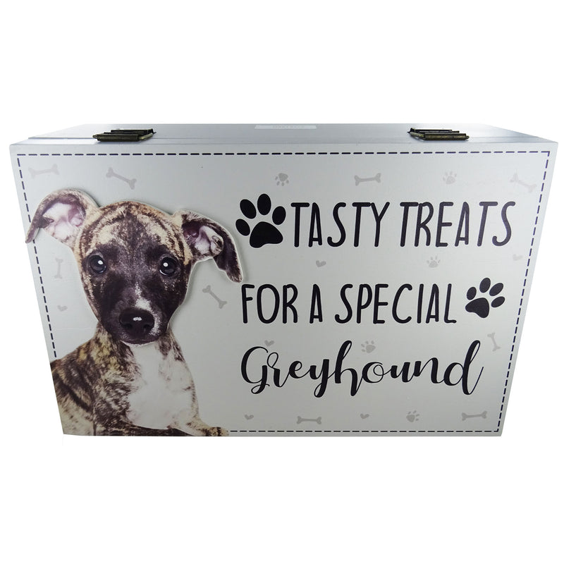 Dog Treat Box for Greyhound, wooden food storage box container