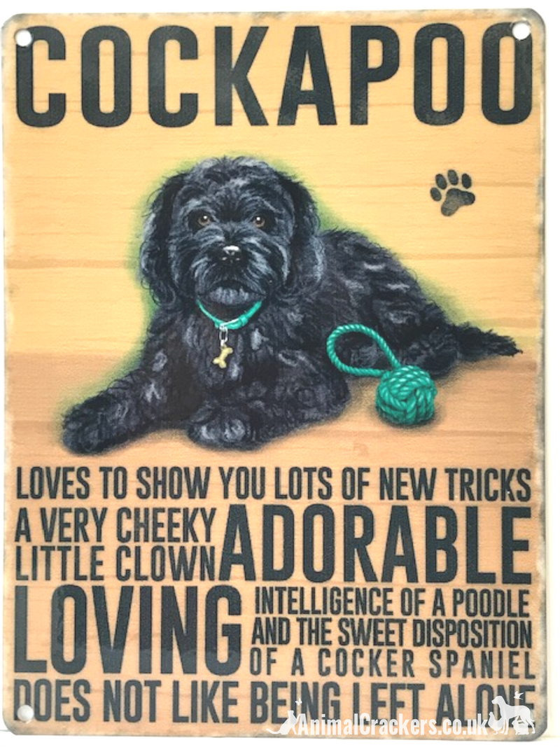 20cm Metal old style Black Cockapoo Cocker Poodle breed character hanging sign
