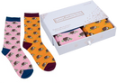 TWO PAIR GIFT SET (Pink + Mustard) Ladies quality Bamboo Hedgehog design socks