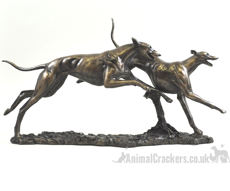 David Geenty 'Winner' large Racing Greyhounds Bronze ornament figurine sculpture