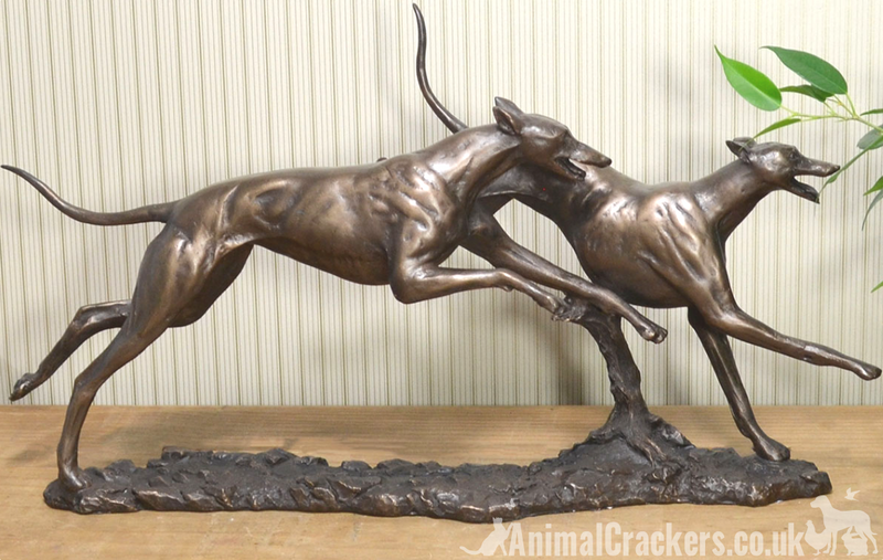 David Geenty 'Winner' large Racing Greyhounds Bronze ornament figurine sculpture