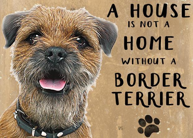 20cm metal 'A House is not a Home without a Border Terrier' hanging sign novelty Dog lover gift
