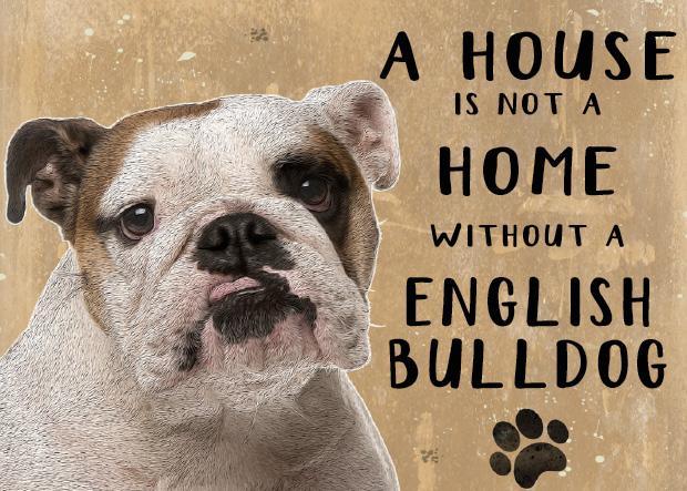20cm metal 'A House is not a Home without a English Bulldog' hanging sign novelty Dog lover gift
