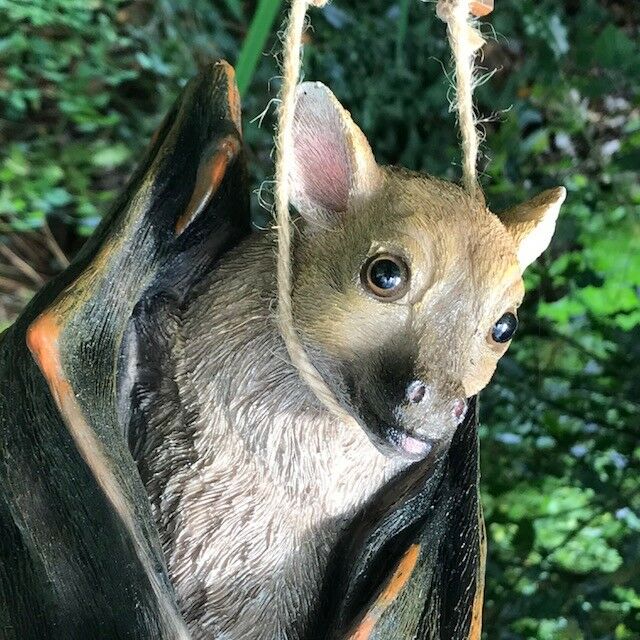 Large 30cm hanging BAT ornament with removable 'Bat Man's Got Nothing On Me!' sign, great novelty Halloween decoration or bat lover gift