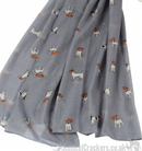 Ladies lightweight cotton mix Jack Russell print Scarf Sarong in choice of colours