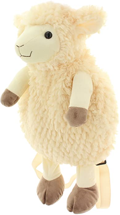 Plush Soft Toy 'Buddy Backpack' Sheep rucksack bag with zipped pocket, cute yet practical novelty sheep lover gift