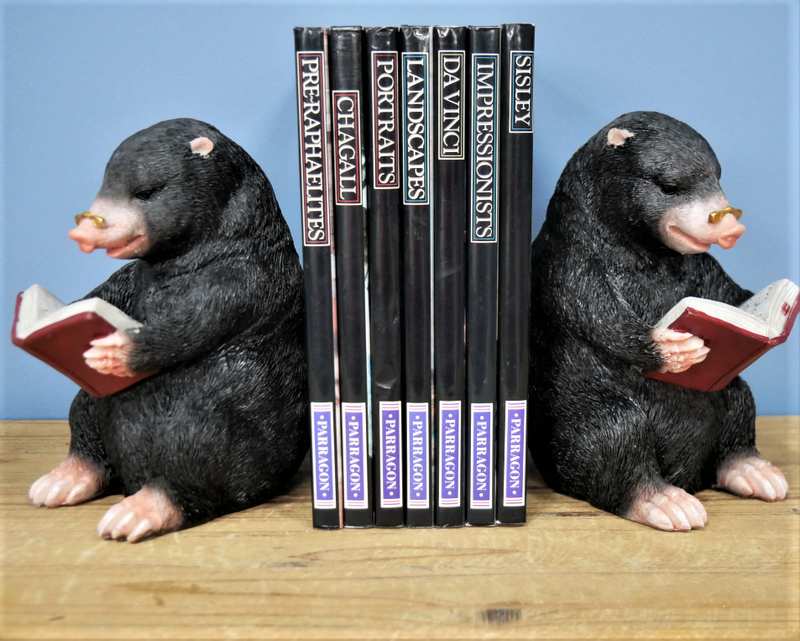 Set of TWO decorative Mole bookends, will make a great novelty animal or Book lover gift