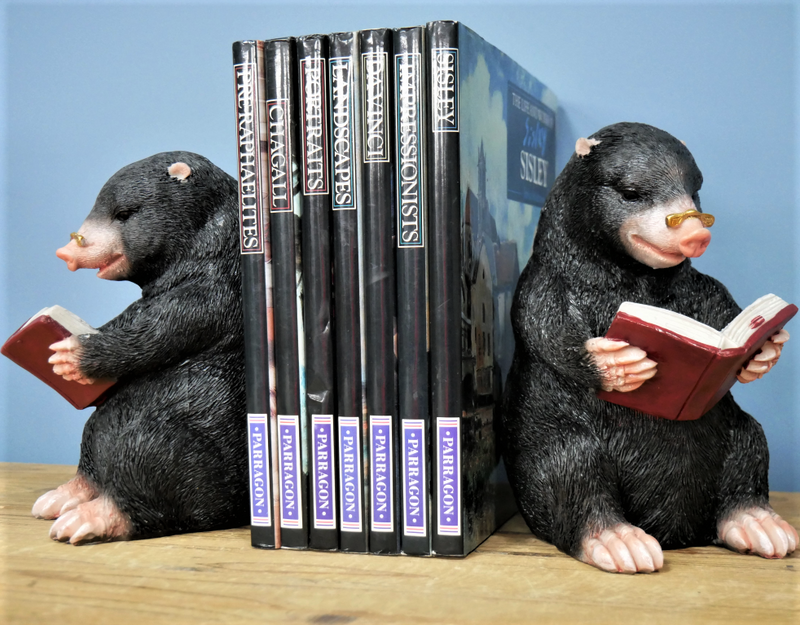 Set of TWO decorative Mole bookends, will make a great novelty animal or Book lover gift