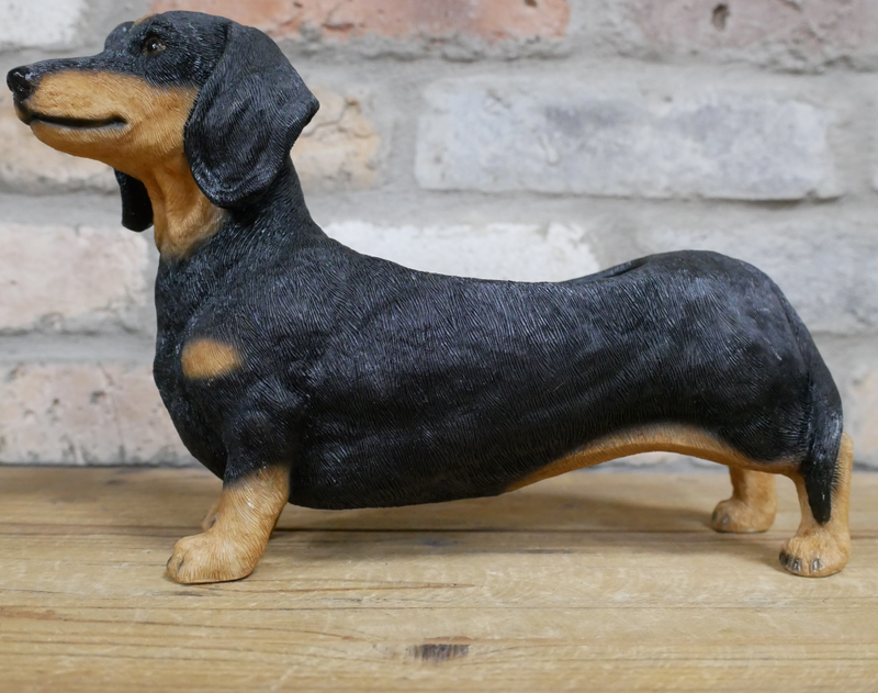 Dachshund shaped resin indoor or garden patio plant or herb planter ornament, novelty Sausage Dog lover gift