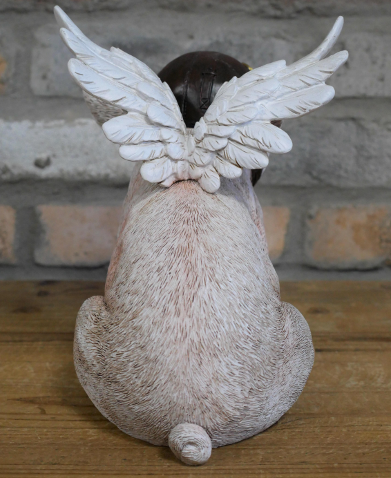 Large Flying Angel Pig wearing Pilot hat & goggles ornament, novelty Pig lover gift