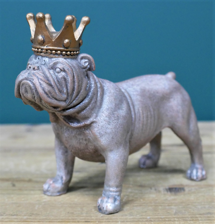 SET OF 3 Dog with gold Crown ornaments home decor Bulldog Pug Terrier lover gift