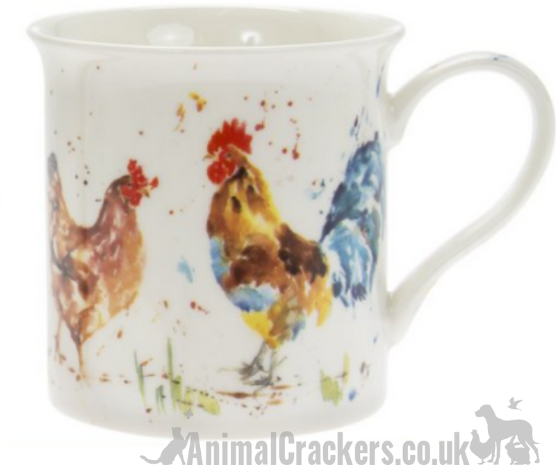 Leonardo Country Life Cockerel & Hen china Mug & Coaster set, great Chicken lover gift, in quality gift box