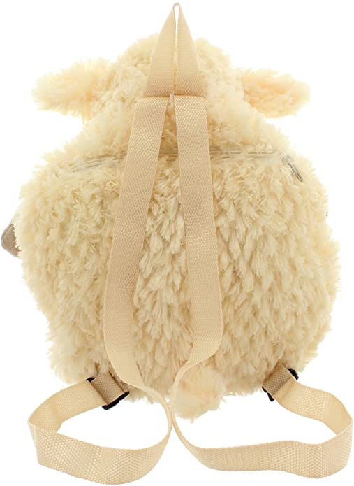 Plush Soft Toy 'Buddy Backpack' Sheep rucksack bag with zipped pocket, cute yet practical novelty sheep lover gift