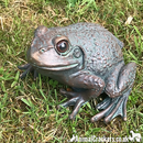 Set of 2 aged bronze effect Frog ornaments, quirky garden pond decoration