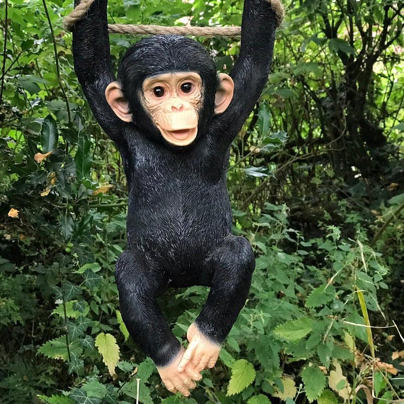 Large (44cm) rope swinging Climbing Monkey garden ornament decoration chimp lover gift