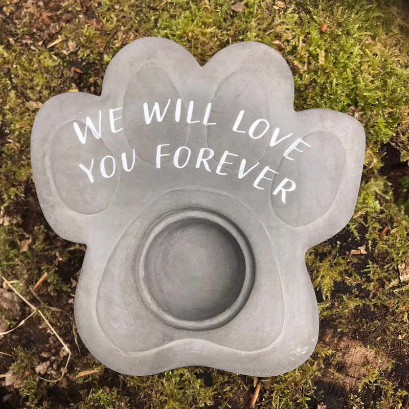 Heavy weight Paw shape Tea Light Holder Dog or Cat memorial grave marker decoration or pet loss gift