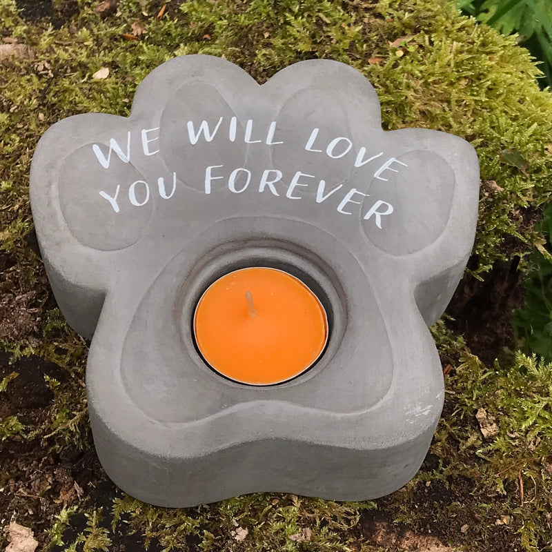 Heavy weight Paw shape Tea Light Holder Dog or Cat memorial grave marker decoration or pet loss gift