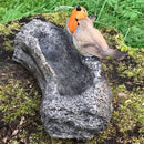 Robin on log effect Bird Bath or feeder with decorative robins, great robin lover gift
