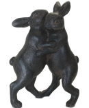 Dancing Rabbits ornament sculpture bronze /clay effect hare bunny lover gift