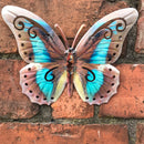 Set of 3 bright 16cm Metal Butterflies garden decoration wall art
