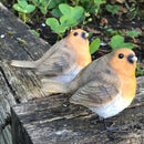 SET OF 2 ROBIN ORNAMENTS indoor or outdoor garden decoration, ideal robin lover gift