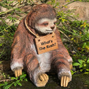 Stacy Sloth sleepy sloth ornament figurine with 'What's The Rush? sign