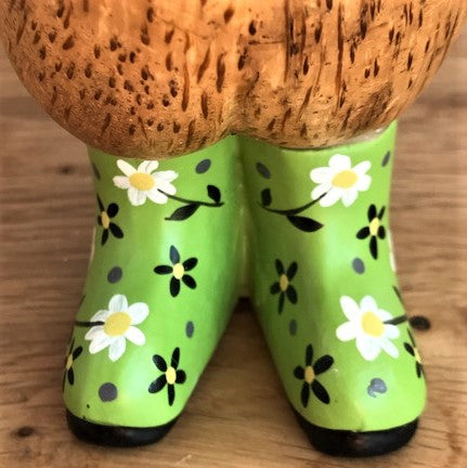 DCUK natural wood Duckling wearing Flower design Wellies in a choice of colours