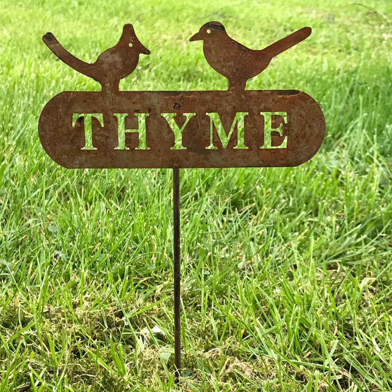 SET OF 6 rustic metal herb signs, includes 1 each of Basil Mint Thyme Parsley Sage & Rosemary