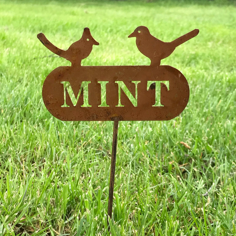 SET OF 6 rustic metal herb signs, includes 1 each of Basil Mint Thyme Parsley Sage & Rosemary