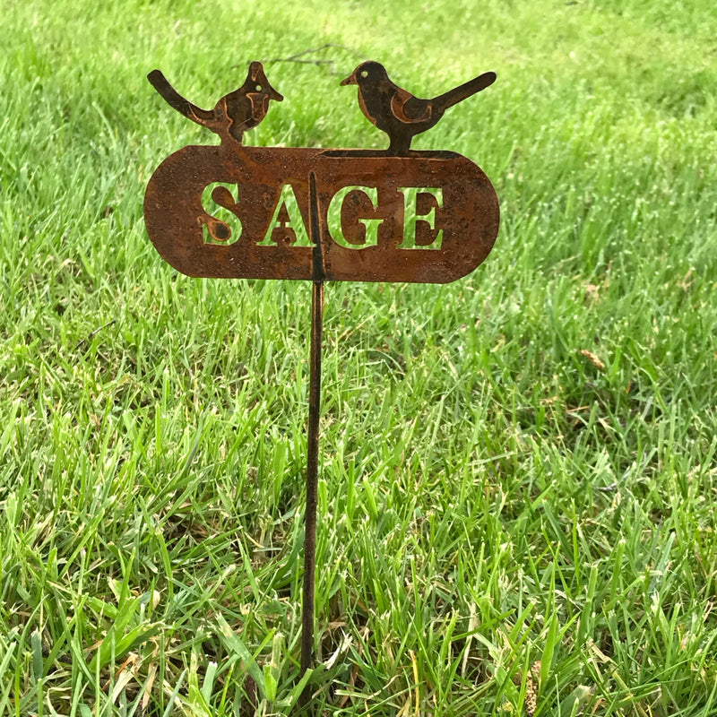 SET OF 6 rustic metal herb signs, includes 1 each of Basil Mint Thyme Parsley Sage & Rosemary