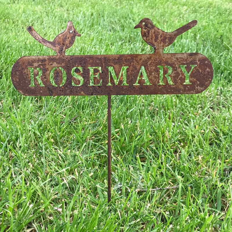 SET OF 6 rustic metal herb signs, includes 1 each of Basil Mint Thyme Parsley Sage & Rosemary