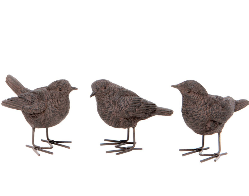 Set of 3 bronze effect Wrens indoor or outdoor decoration great bird lover gift