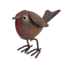 Set of 2 quirky tin metal Robin ornaments, indoor or outdoor decoration