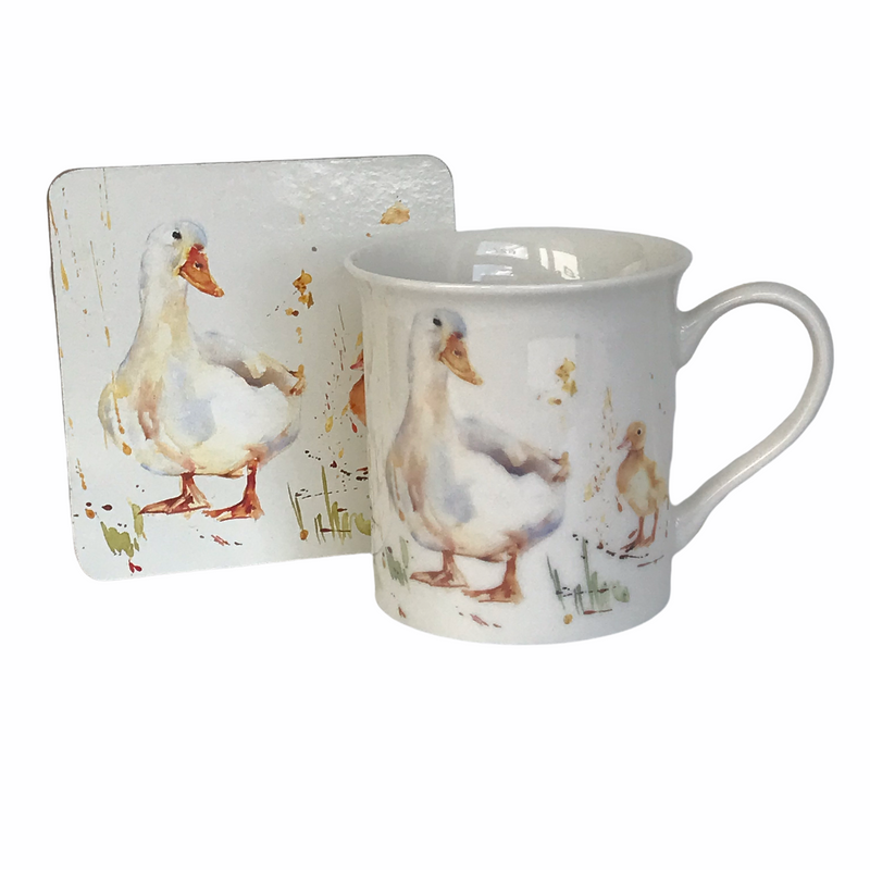 Leonardo Country Life Ducks china Mug & Coaster set, great Duck or Poultry lover gift, in quality gift box