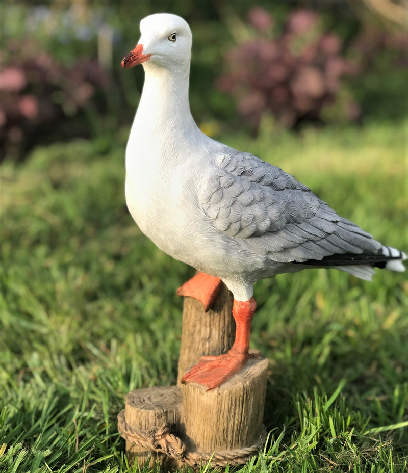 Seagull on post figurine indoor or outdoor ornament or nautical decoration