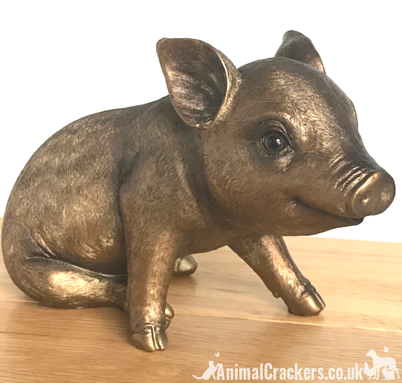 Large (24cm) quality Bronze effect Piggy Bank ornament or decoration, great Pig lover gift
