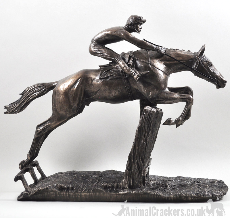 Large 33cm heavyweight 'At Full Stretch' bronze racehorse ornament figurine by David Geenty