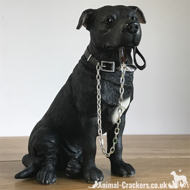 Large Black Staffordshire Bull Terrier 'Staffie' ornament from the Leonardo 'Walkies' range