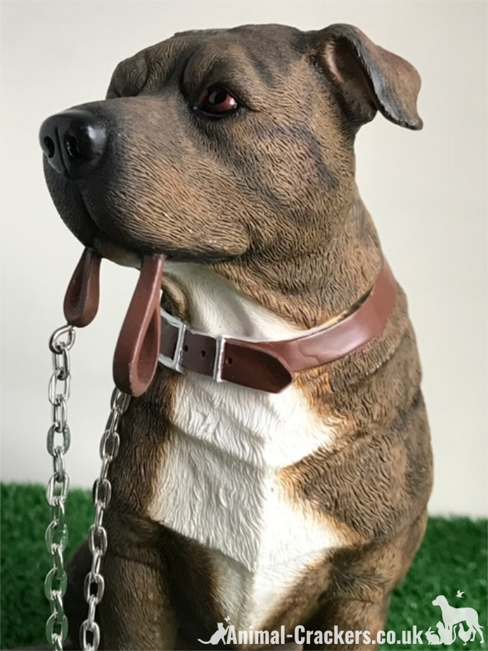 Large Brown Staffordshire Bull Terrier 'Staffie'  ornament from the Leonardo 'Walkies' range