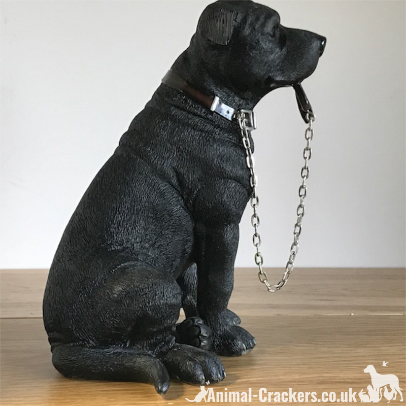 Large Black Staffordshire Bull Terrier 'Staffie' ornament from the Leonardo 'Walkies' range