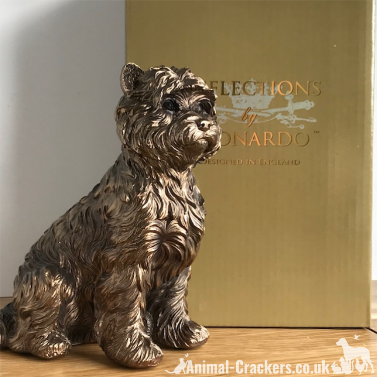 Westie West Highland Terrier bronzed ornament figurine Leonardo, gift boxed